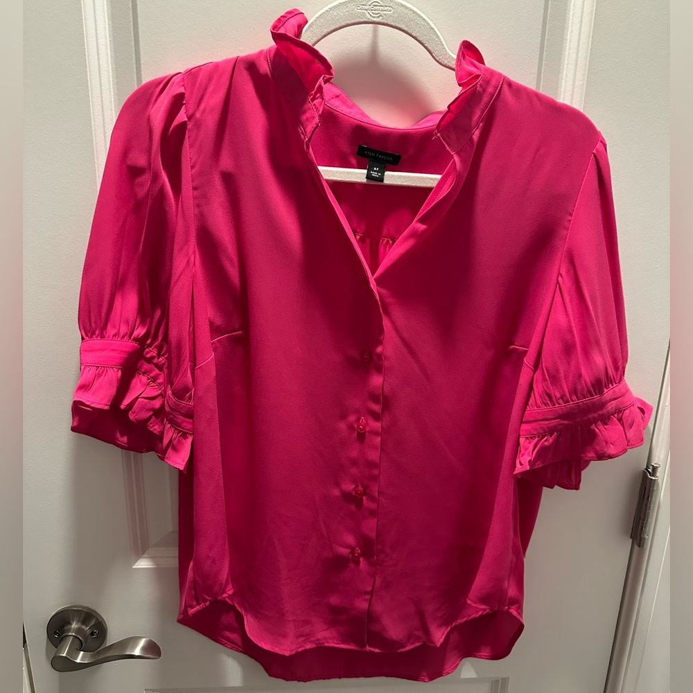 Ann Taylor Ruffle Button Down Top